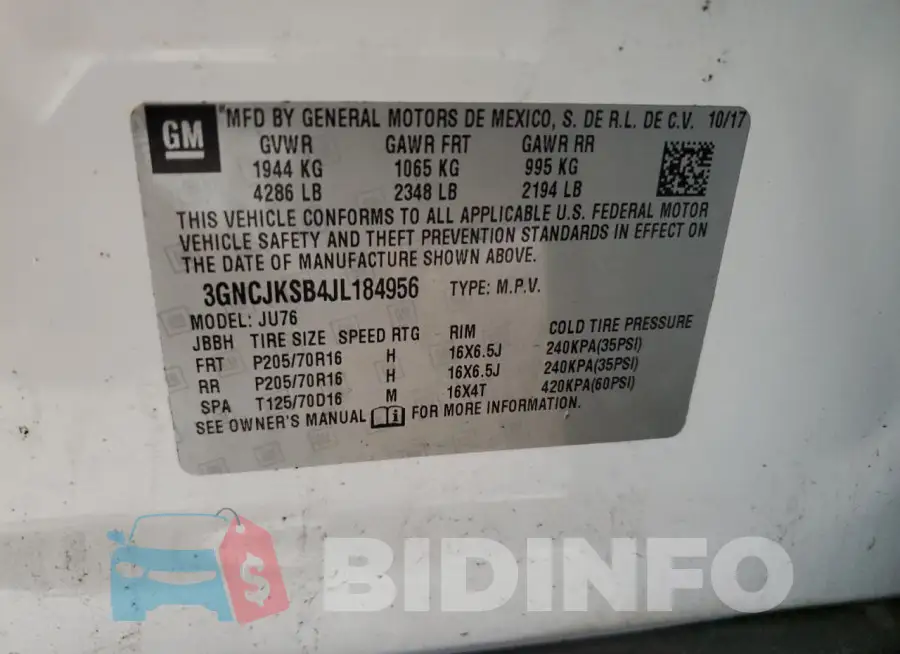 3GNCJKSB4JL184956 Photo# 14