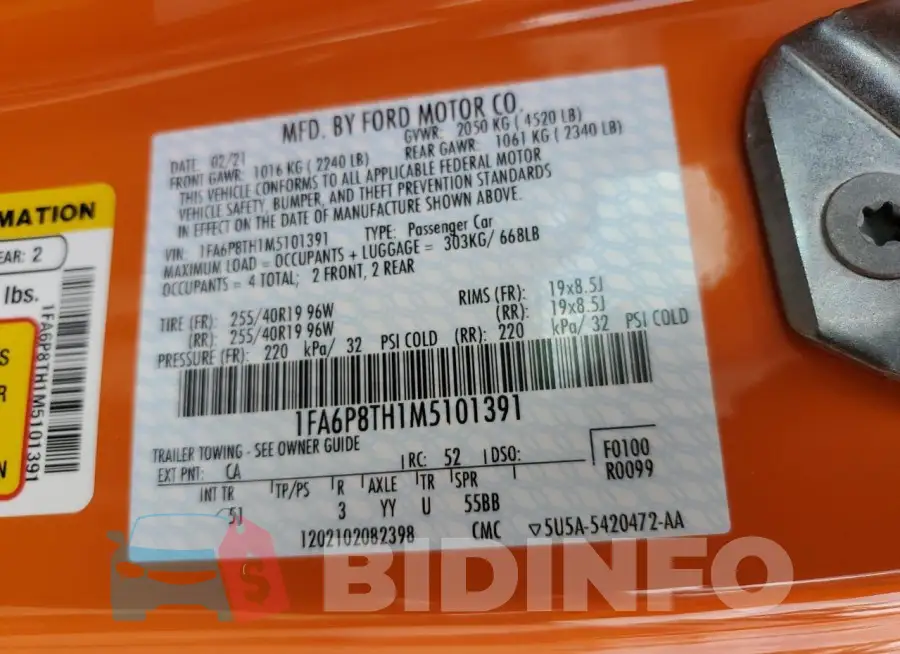 1FA6P8TH1M5101391 Photo# 13