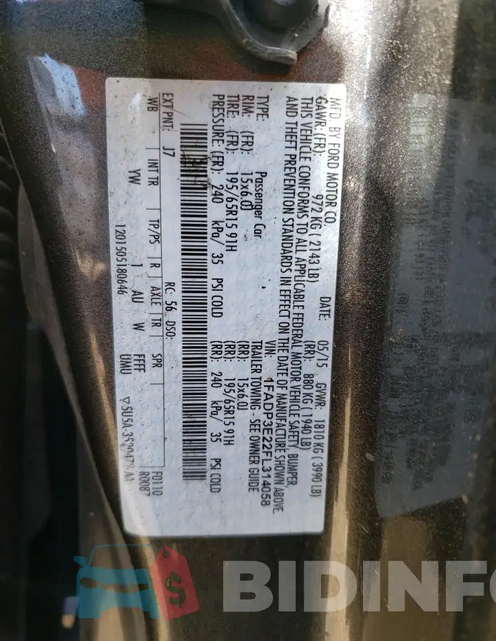 1FADP3E22FL314058 Photo# 12