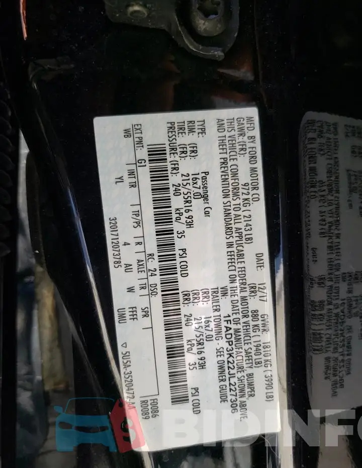1FADP3K22JL227306 Photo# 13