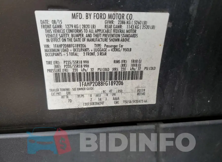 1FAHP2D88FG189206 Photo# 12