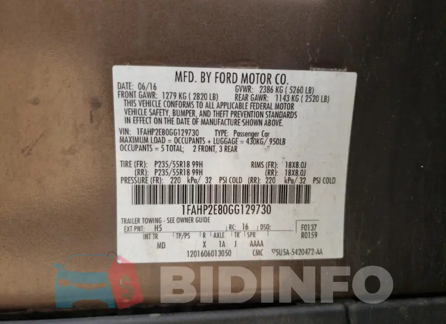 1FAHP2E80GG129730 Photo# 12