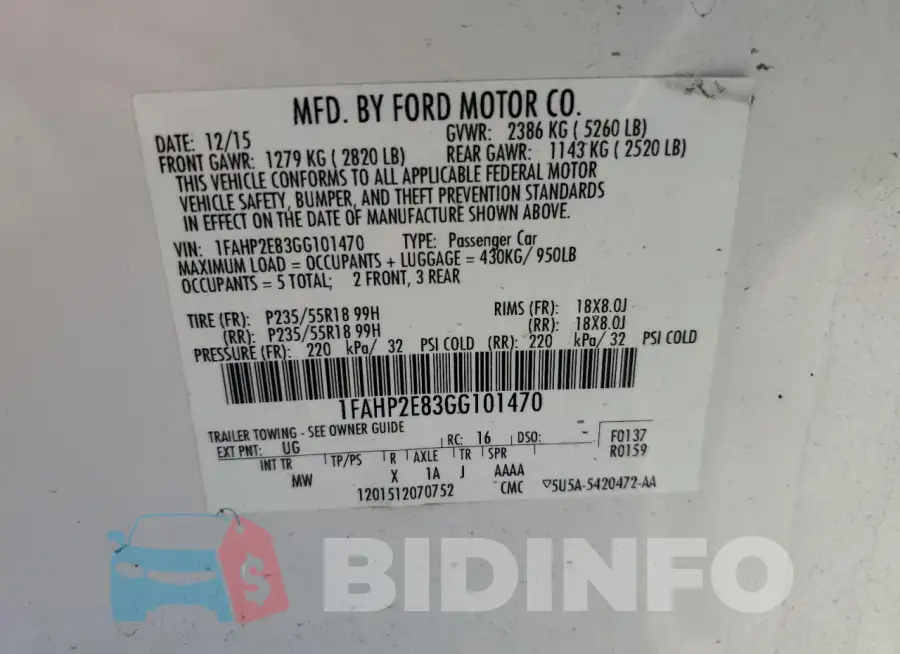 1FAHP2E83GG101470 Photo# 12