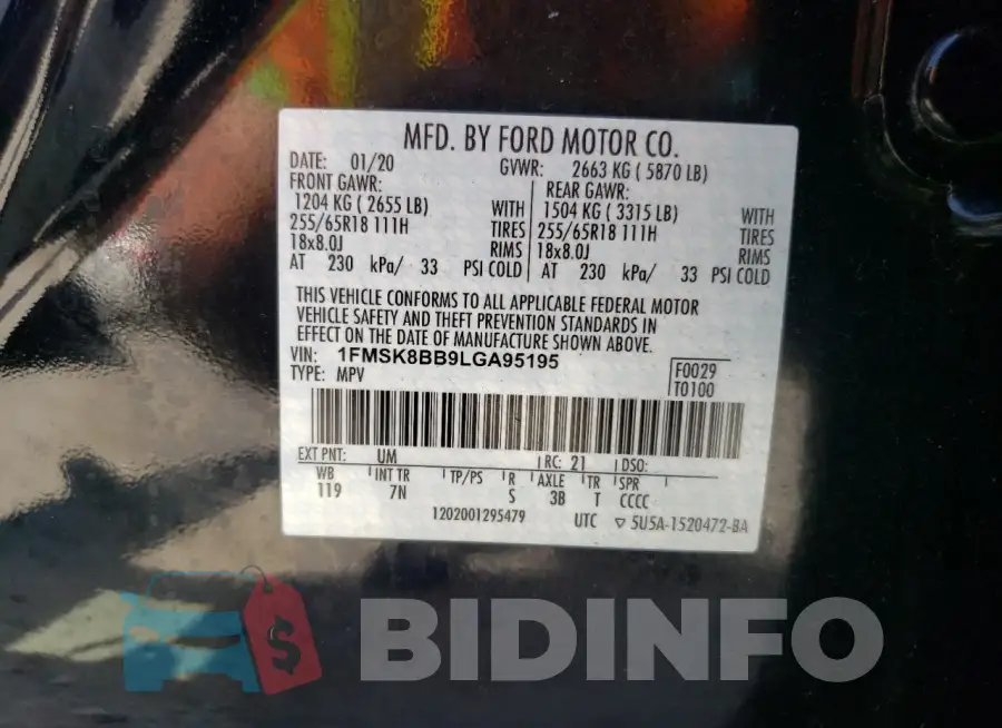 1FMSK8BB9LGA95195 Photo# 13