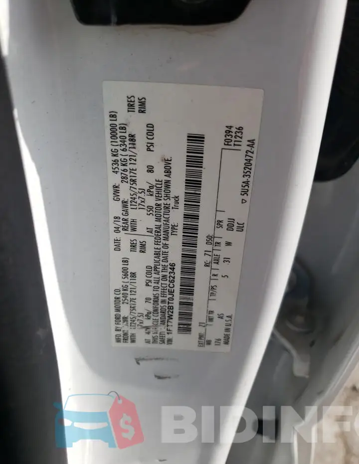 1FT7W2BT0JEC62346 Photo# 12