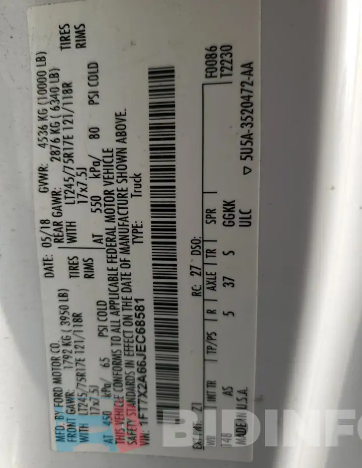 1FT7X2A66JEC68581 Photo# 12