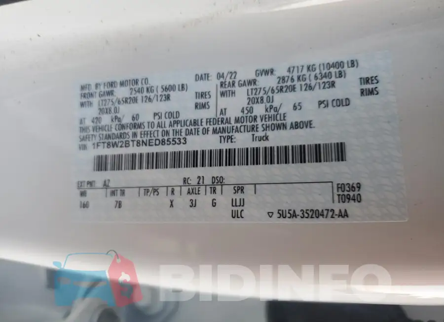 1FT8W2BT8NED85533 Photo# 12