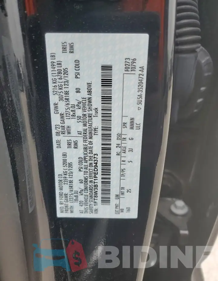 1FT8W3BT1PED94373 Photo# 12