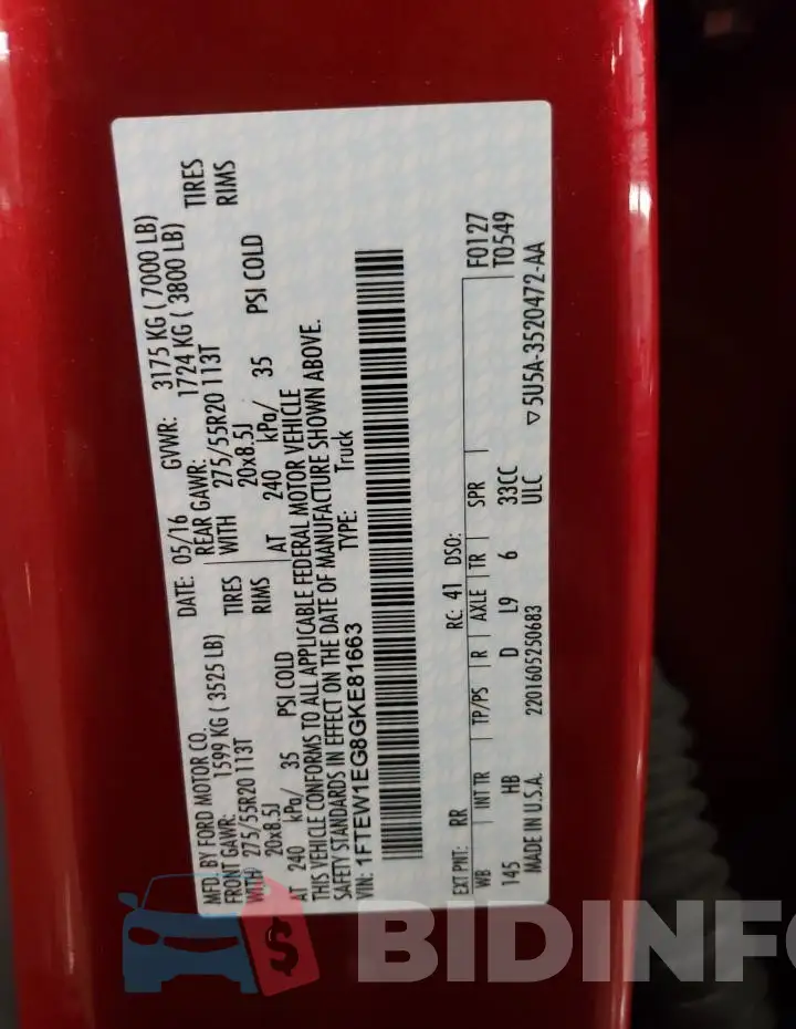 1FTEW1EG8GKE81663 Photo# 13