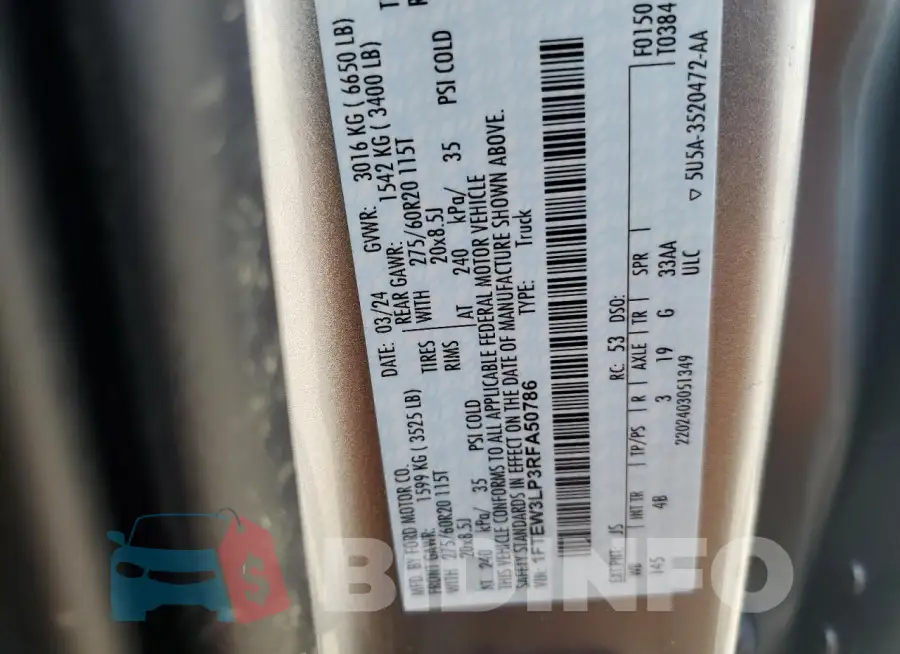 1FTEW3LP3RFA50786 Photo# 12