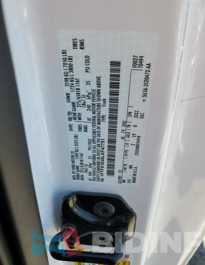 1FTFX1E45LKF47751 Photo# 12