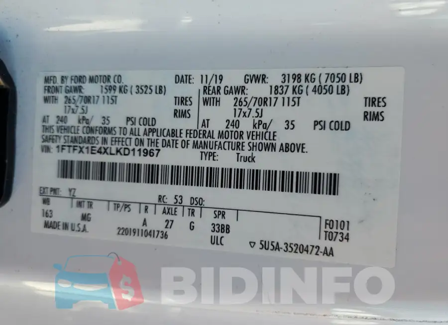 1FTFX1E4XLKD11967 Photo# 12