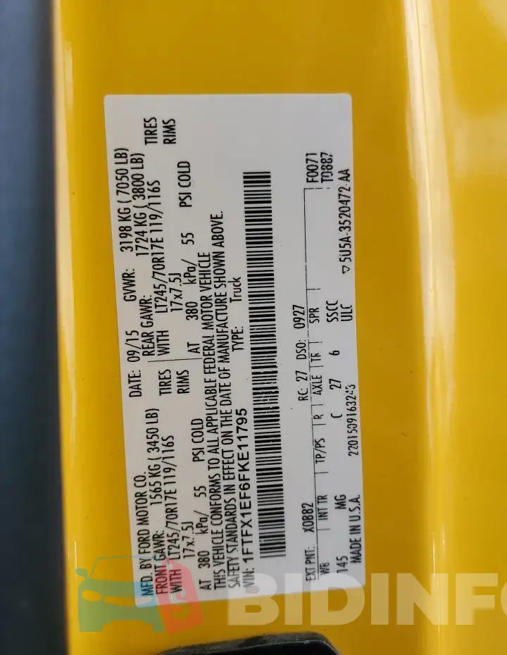 1FTFX1EF6FKE11795 Photo# 12