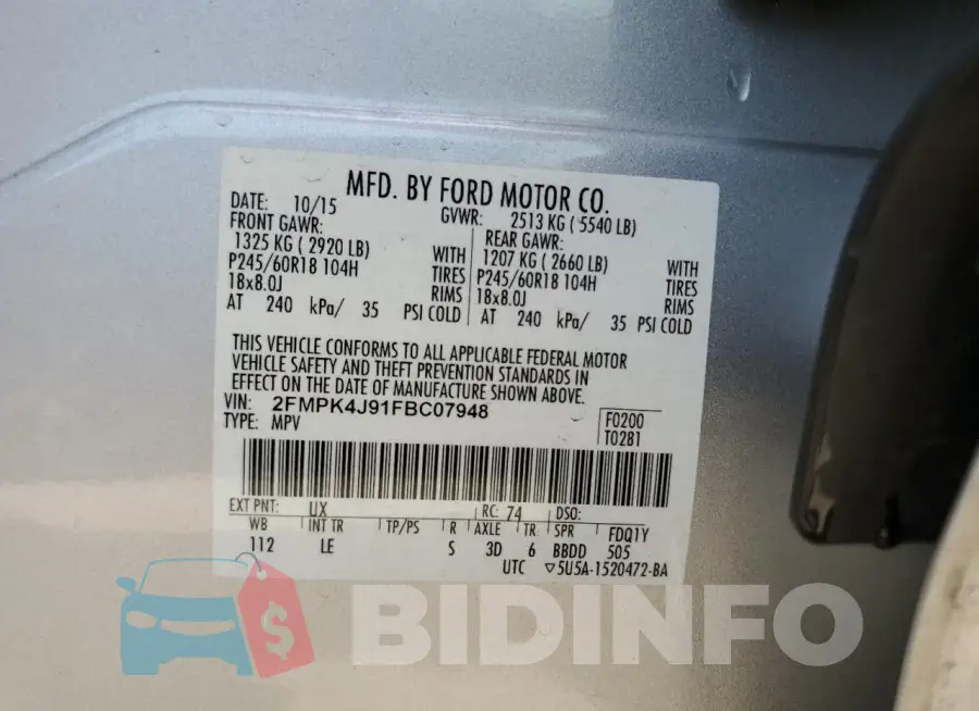 2FMPK4J91FBC07948 Photo# 14