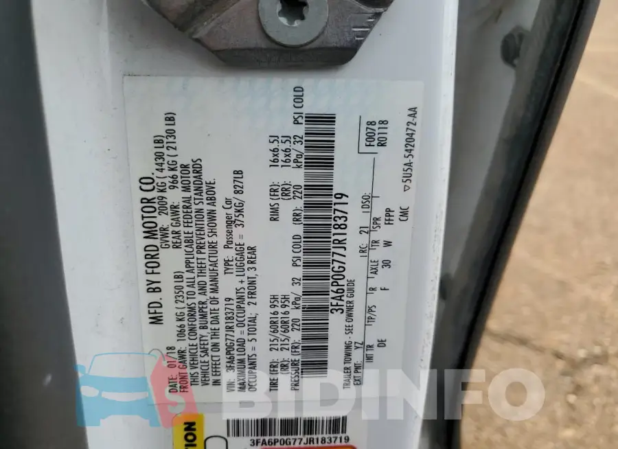 3FA6P0G77JR183719 Photo# 12