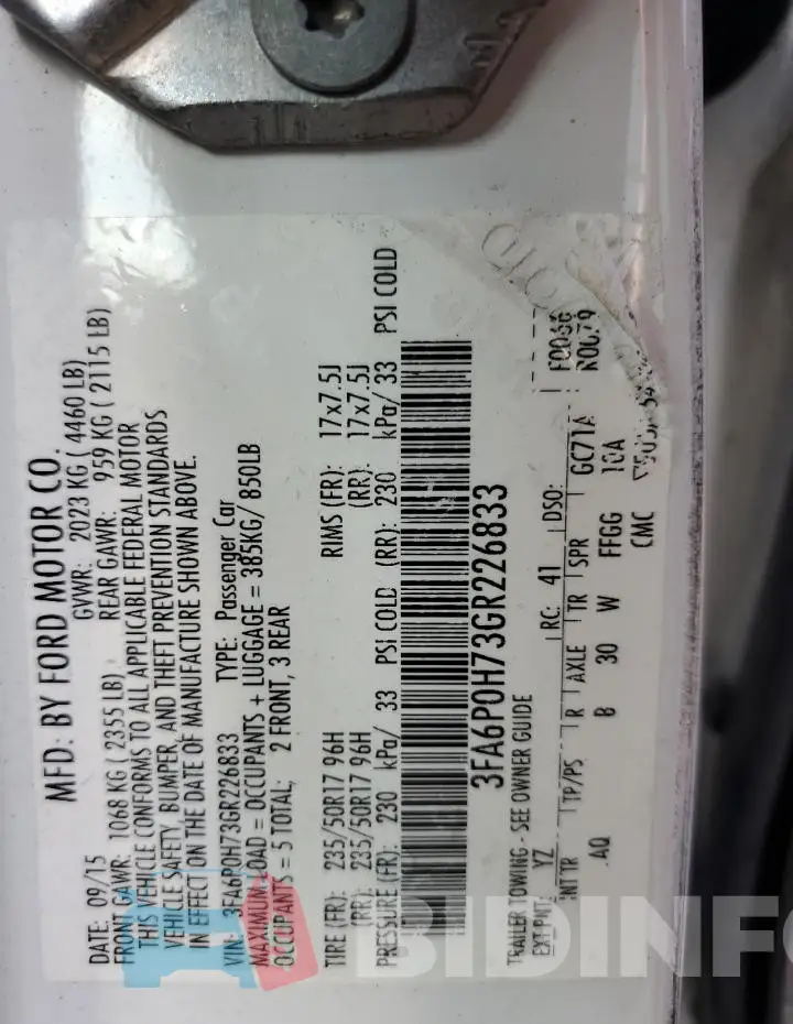 3FA6P0H73GR226833 Photo# 12