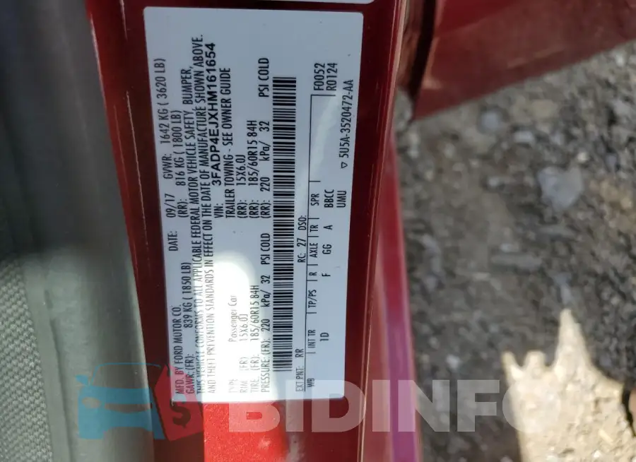 3FADP4EJXHM161654 Photo# 12