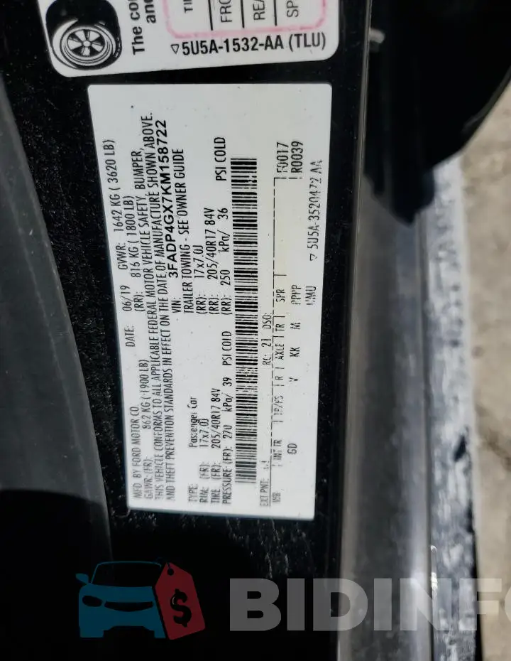 3FADP4GX7KM158722 Photo# 12