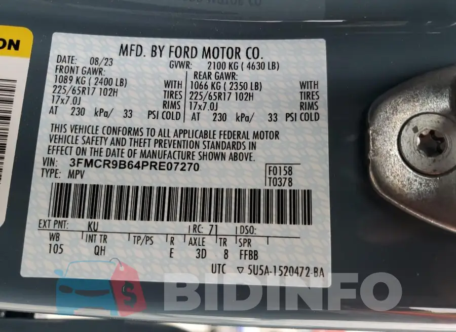 3FMCR9B64PRE07270 Photo# 13