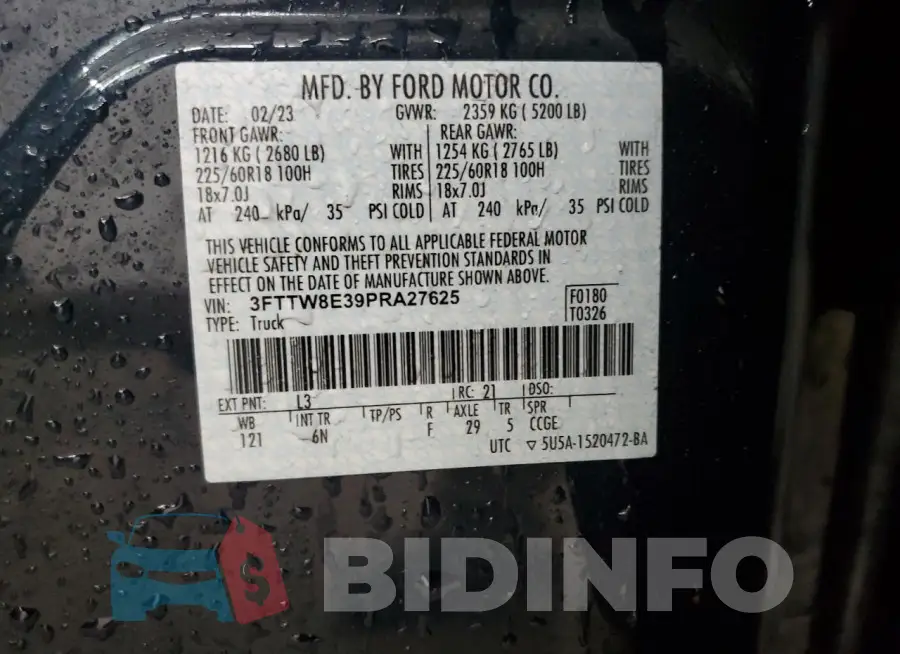 3FTTW8E39PRA27625 Photo# 13