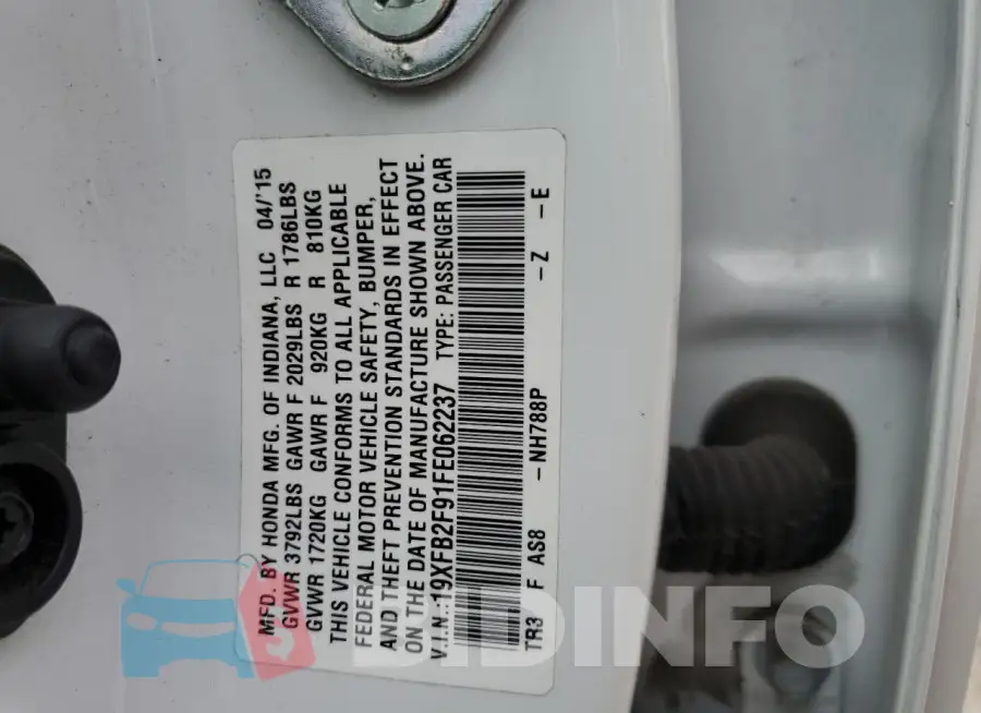 19XFB2F91FE062237 Photo# 13