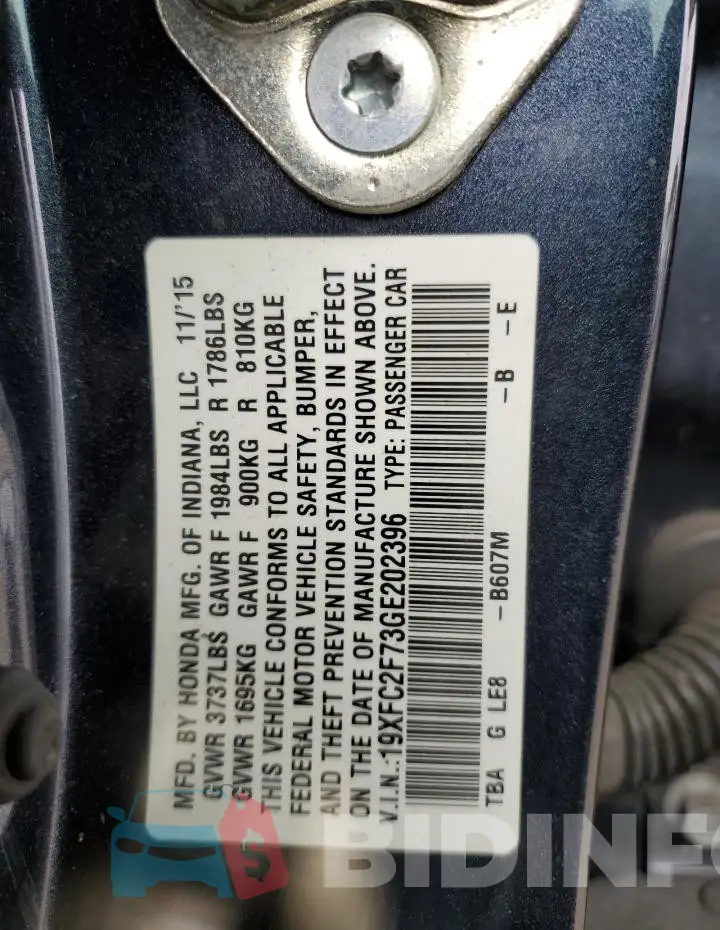 19XFC2F73GE202396 Photo# 12