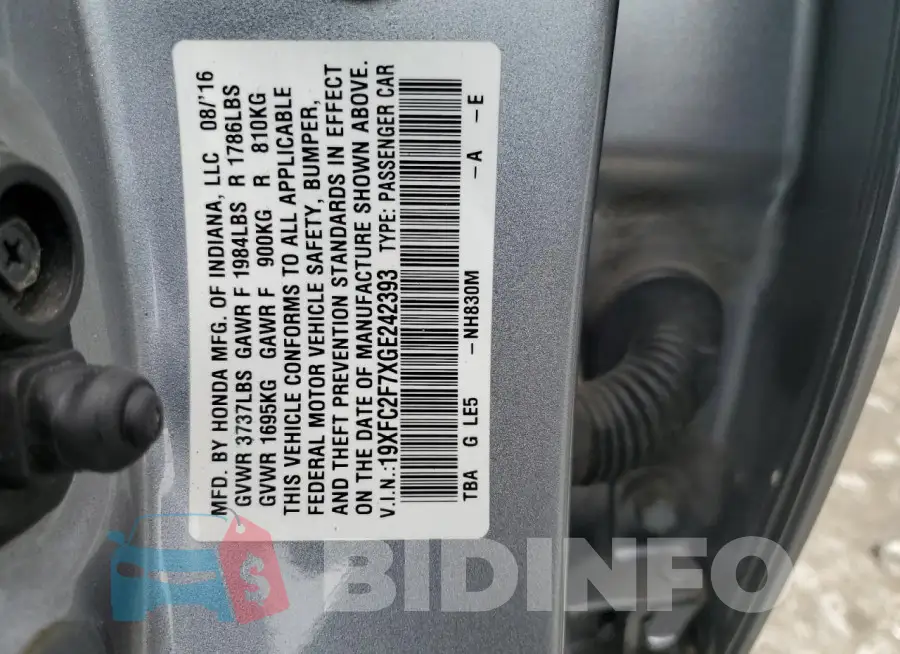 19XFC2F7XGE242393 Photo# 12