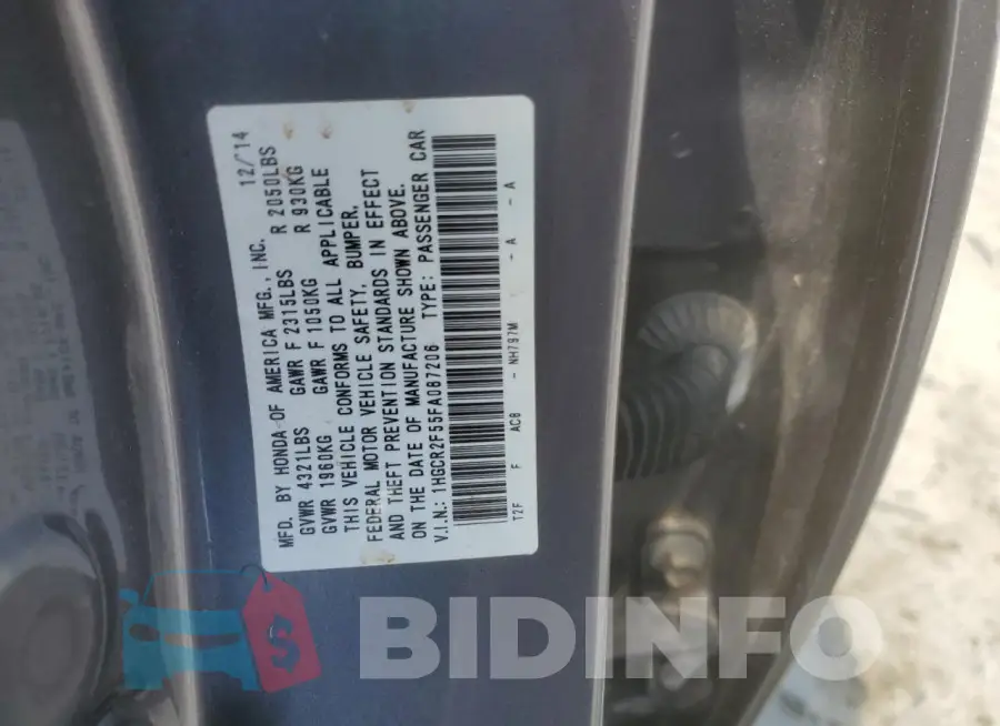1HGCR2F55FA087206 Photo# 12