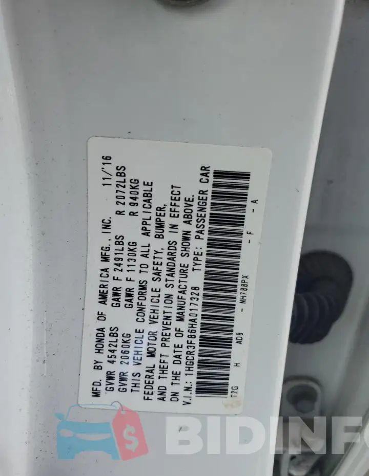 1HGCR3F86HA017328 Photo# 12