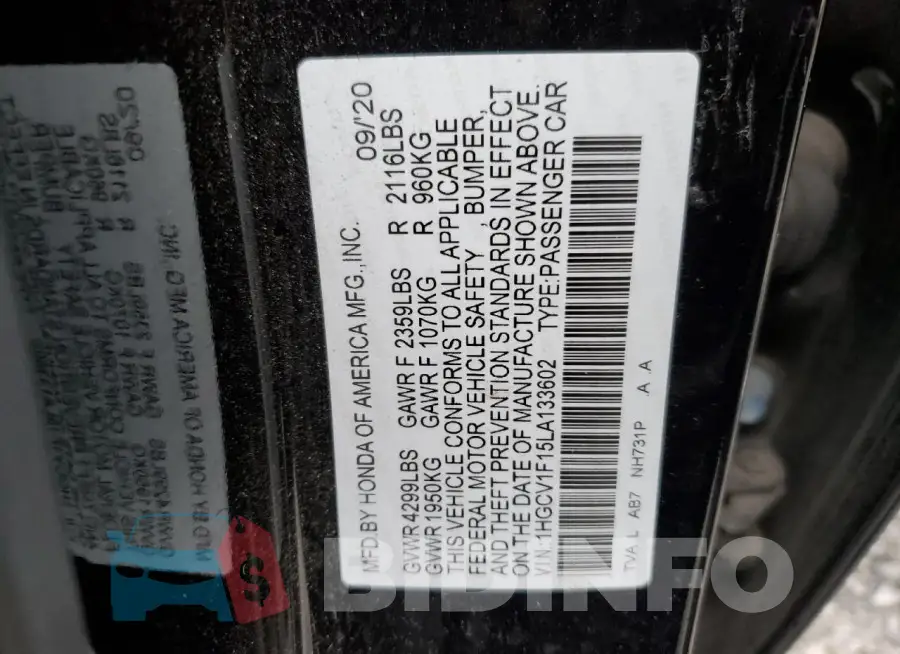 1HGCV1F15LA133602 Photo# 12