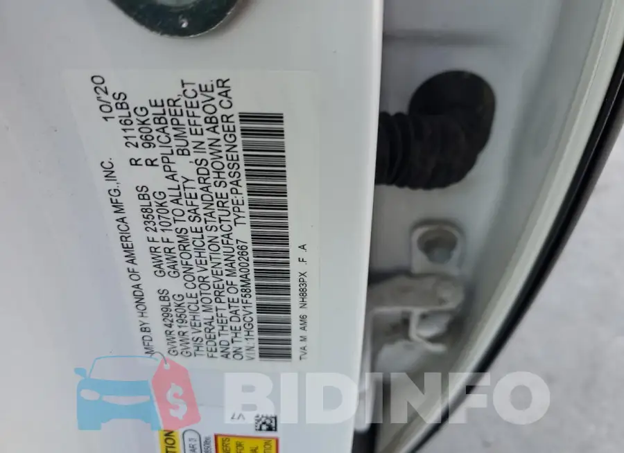 1HGCV1F58MA002667 Photo# 12