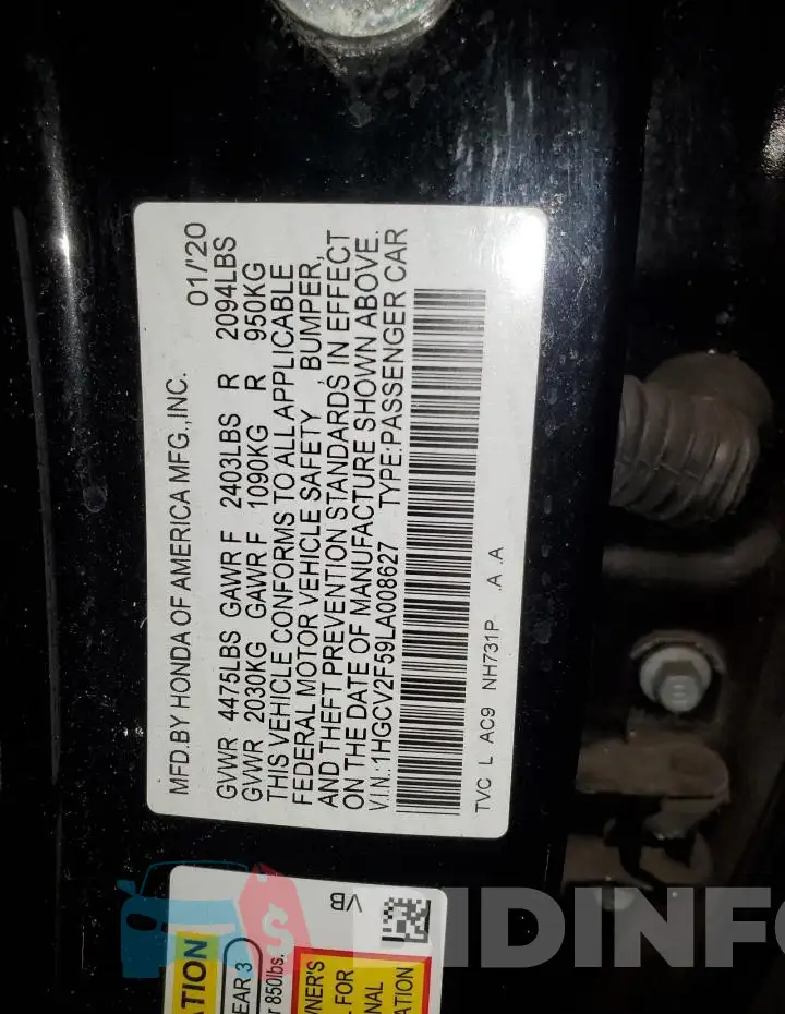 1HGCV2F59LA008627 Photo# 12