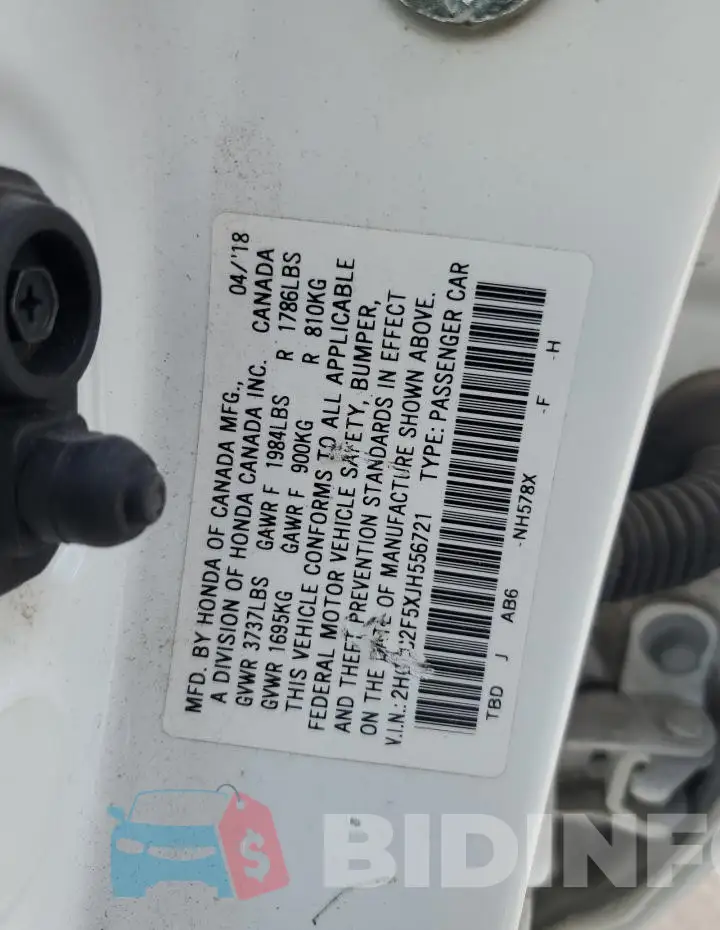 2HGFC2F5XJH556721 Photo# 12