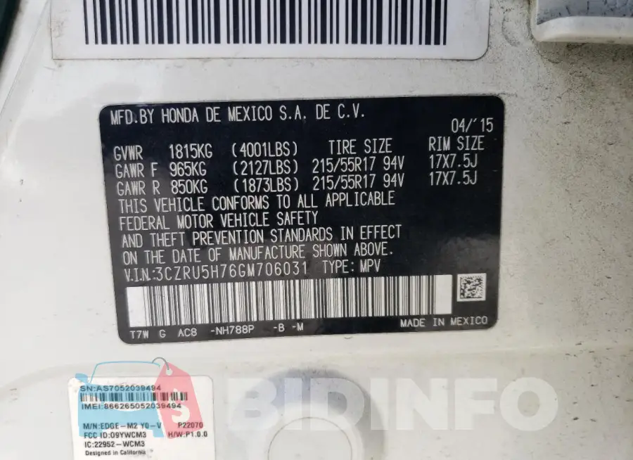 3CZRU5H76GM706031 Photo# 14