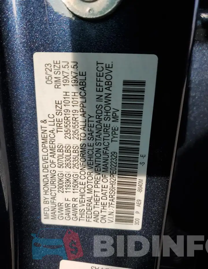 7FARS6H92PE022329 Photo# 13