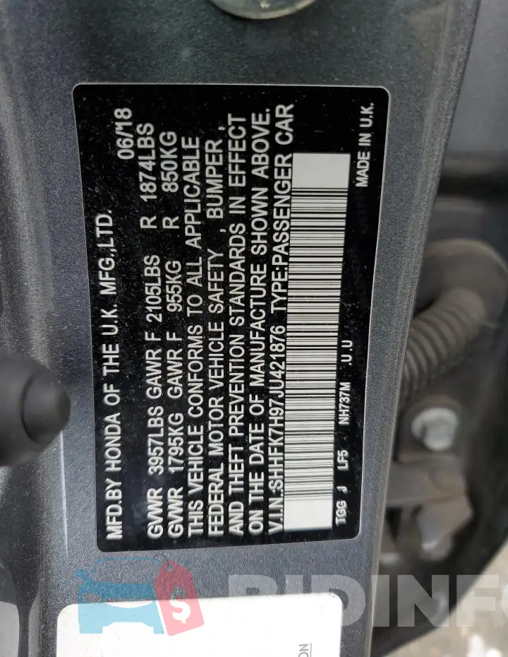 SHHFK7H97JU421876 Photo# 12