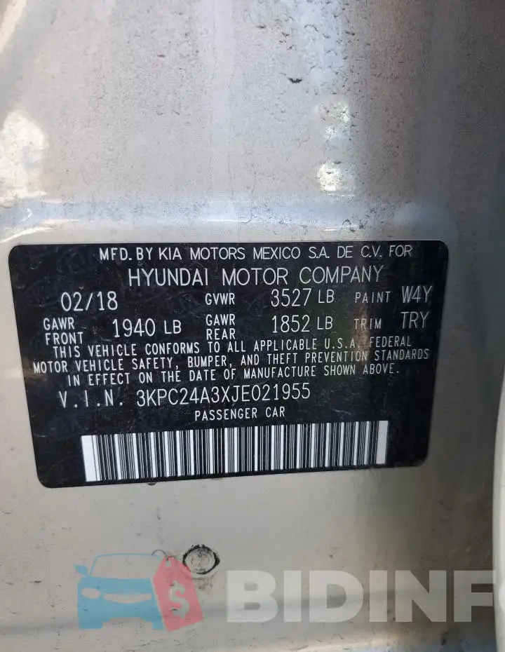 3KPC24A3XJE021955 Photo# 12
