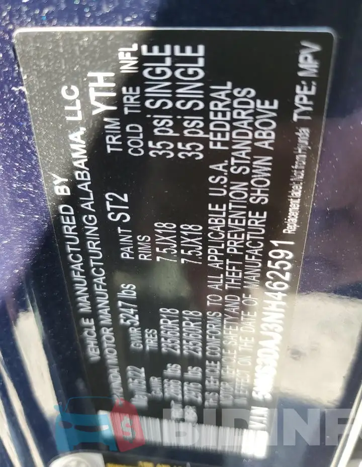5NMS3DAJ3NH462591 Photo# 13
