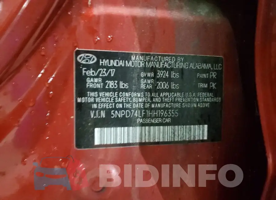 5NPD74LF1HH196355 Photo# 12