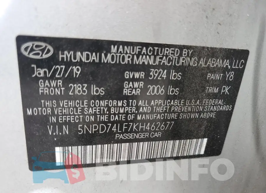 5NPD74LF7KH462677 Photo# 13