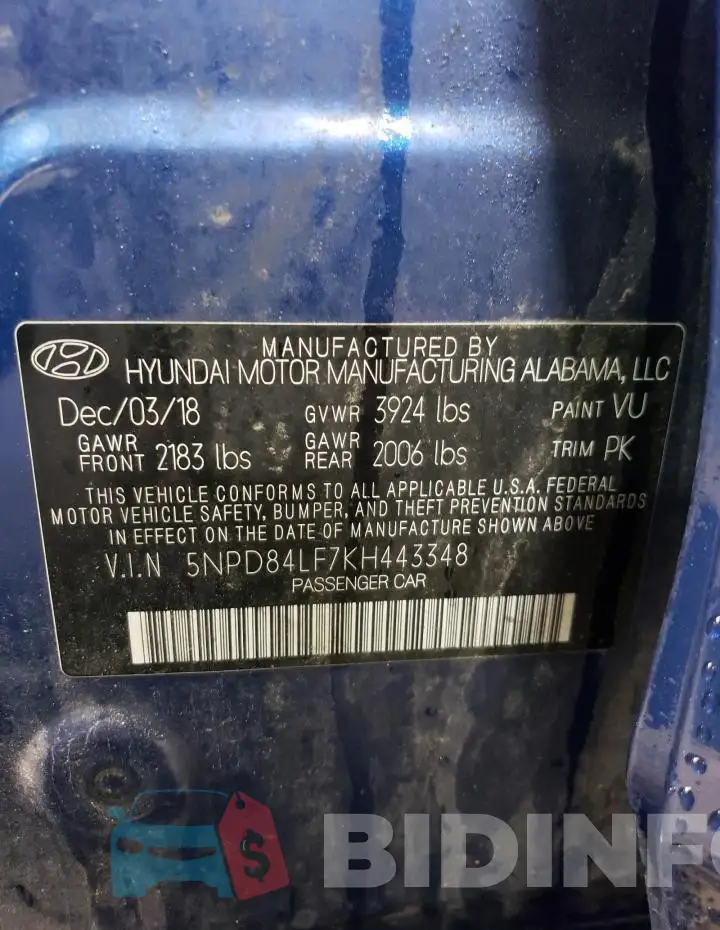 5NPD84LF7KH443348 Photo# 13