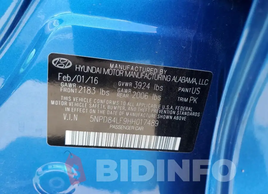 5NPD84LF9HH017489 Photo# 13