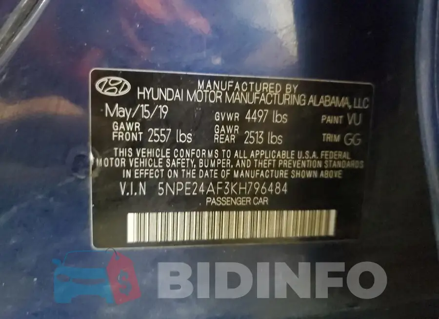 5NPE24AF3KH796484 Photo# 13