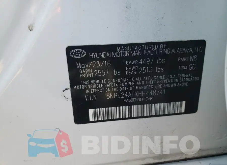 5NPE24AFXHH448741 Photo# 12