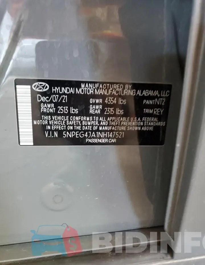 5NPEG4JA1NH147521 Photo# 12