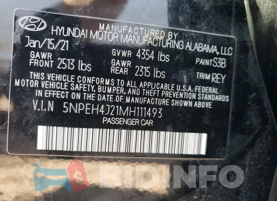 5NPEH4J21MH111493 Photo# 13