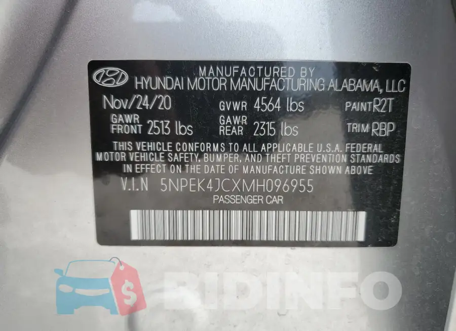 5NPEK4JCXMH096955 Photo# 12