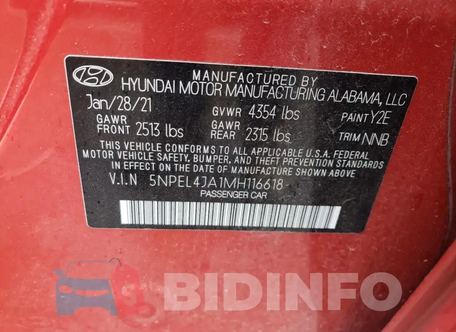5NPEL4JA1MH116618 Photo# 12