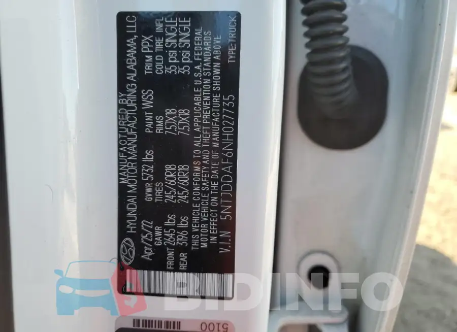 5NTJDDAF6NH027735 Photo# 12