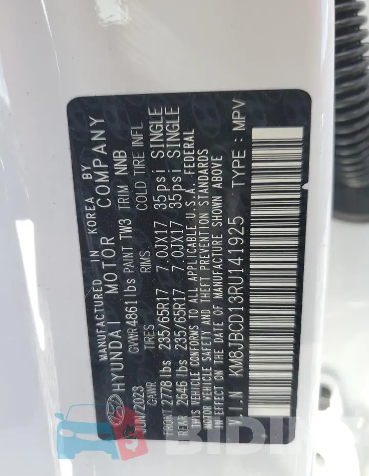 KM8JBCD13RU141925 Photo# 13